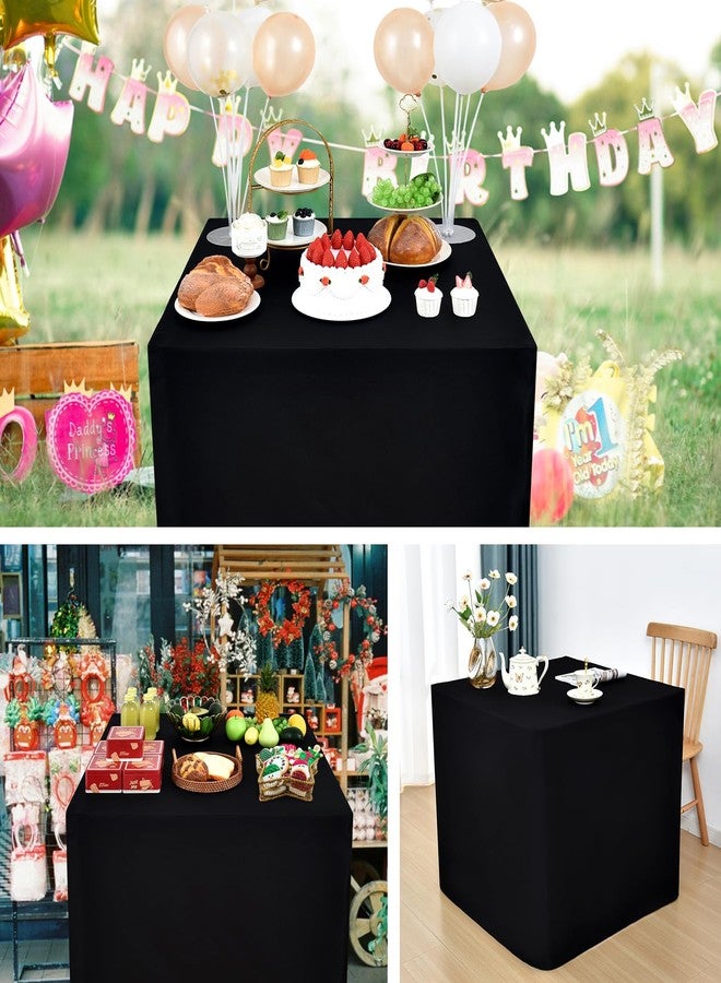 Nacuci 34X34 Inch Black Square Fitted Tablecloth Open Back Fitted Table Cloth Washable Polyester for Folding Table Display Trade Show Party Wedding Banquet Birthday - Image 4
